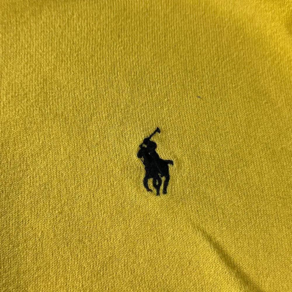 Polo Ralph Lauren Mens M Yellow Crewneck Sweater Black Pony Lightweight